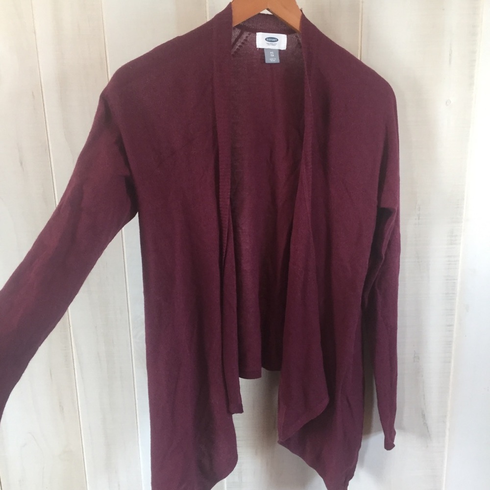 Maroon high low cardigan